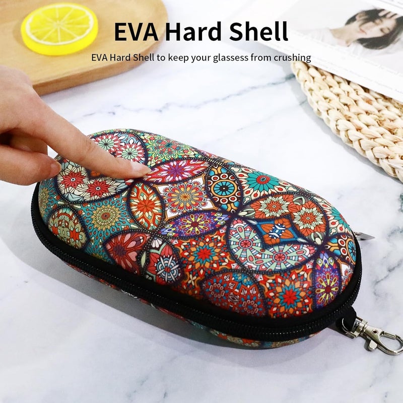 FlyingMage Store Double Eyeglasses Case, Hard Shell Dual Sunglasses Organizer with Zipper Clip Travel Glasses Storage for Women Men - Image 5